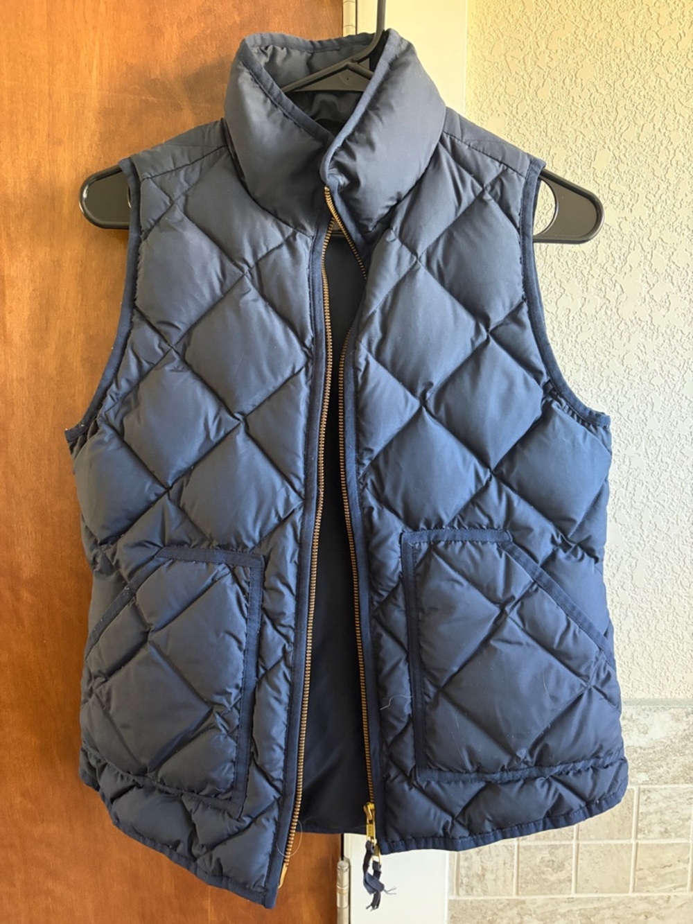 J. Crew Navy Quilted Down Vest